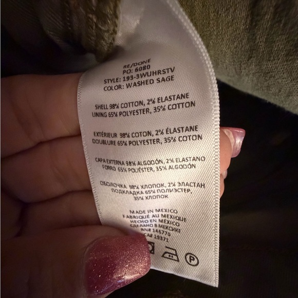 Re/Done High Rise Green Women's Jeans - Picture 7 of 15